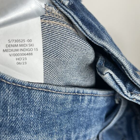 Gap Midi Jean Skirt Womens 10 Denim Medium Wash Slit Boho Festival Western - Picture 6 of 6